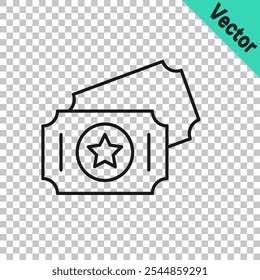Black line Circus ticket icon isolated on transparent background. Amusement park.  Vector
