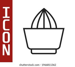 Black line Citrus fruit juicer icon isolated on white background.  Vector