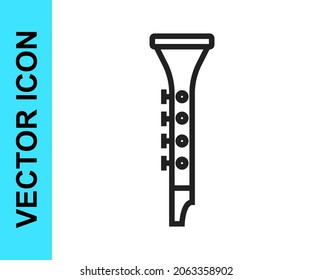 Black line Clarinet icon isolated on white background. Musical instrument.  Vector