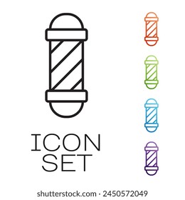 Black line Classic Barber shop pole icon isolated on white background. Barbershop pole symbol. Set icons colorful. Vector