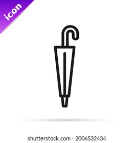 Black line Classic elegant umbrella icon isolated on white background. Rain protection symbol.  Vector