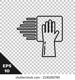 Black line Cleaning service icon isolated on transparent background.  Vector Illustration