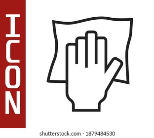 Black line Cleaning service icon isolated on white background. Latex hand protection sign. Housework cleaning equipment symbol.  Vector