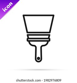 Black line Cleaning service with of rubber cleaner for windows icon isolated on white background. Squeegee, scraper, wiper.  Vector