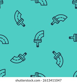 Black line Cleaning service with of rubber cleaner for windows icon isolated seamless pattern on green background. Squeegee, scraper, wiper.  Vector