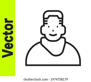 Black line Client in barbershop icon isolated on white background.  Vector