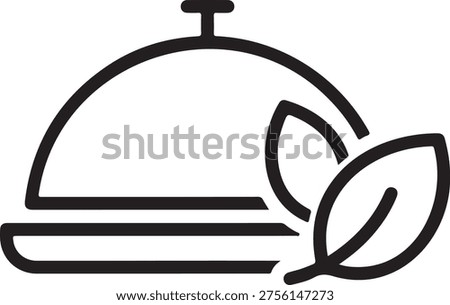 Black line cloche with leaf on plate line food