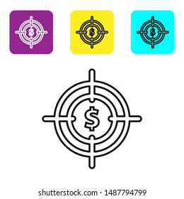 Black line Clock 24 hours icon isolated on white background. All day cyclic icon. 24 hours service symbol. Set icons colorful square buttons. Vector Illustration