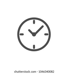 black line clock icon. Flat pictogram isolated on white. Time pictogram. 