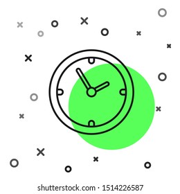 Black line Clock icon isolated on white background. Time symbol.  Vector Illustration