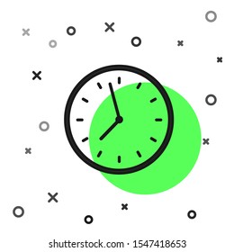 Black line Clock icon isolated on white background. Time symbol.  Vector Illustration