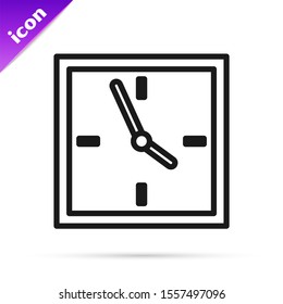 Black line Clock icon isolated on white background. Time symbol.  Vector Illustration
