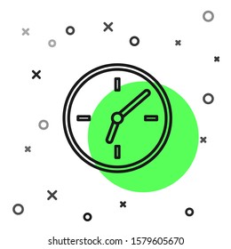 Black line Clock icon isolated on white background. Time symbol.  Vector Illustration