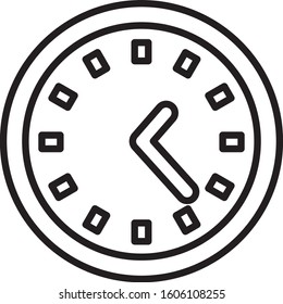Black line Clock icon isolated on white background. Time symbol.  Vector Illustration