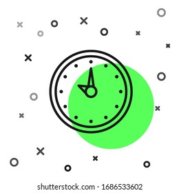 Black line Clock icon isolated on white background. Time symbol.  Vector Illustration