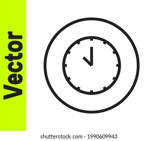 Black line Clock icon isolated on white background. Time symbol.  Vector