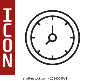 Black line Clock icon isolated on white background. Time symbol.  Vector