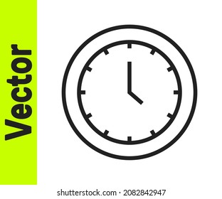 Icono de Reloj de línea negra aislado en fondo blanco. Símbolo de tiempo.  Vector