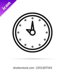 Schwarze Linie Uhr Symbol einzeln auf weißem Hintergrund. Zeitsymbol.  Vektorgrafik