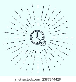 Black line Clock icon isolated on grey background. Time symbol. Abstract circle random dots. Vector