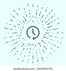 Línea negra Icono de reloj aislado sobre fondo gris. Símbolo de tiempo. Abstractas círculo de puntos aleatorios. Vector