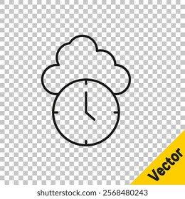 Black line Clock icon isolated on transparent background. Time symbol.  Vector