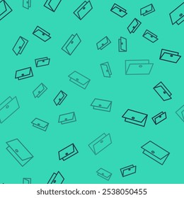 Black line Closed door icon isolated seamless pattern on green background.  Vector