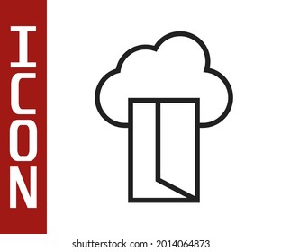 Black line Cloud database icon isolated on white background. Cloud computing concept. Digital service or app with data transferring.  Vector