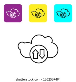 Black line Cloud download and upload icon isolated on white background. Set icons colorful square buttons. Vector Illustration