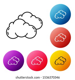 Black line Cloud icon isolated on white background. Set icons colorful circle buttons. Vector Illustration