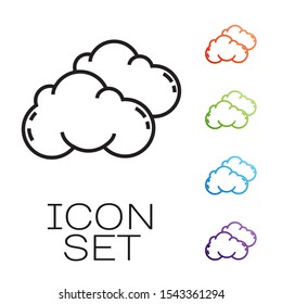 Black line Cloud icon isolated on white background. Set icons colorful. Vector Illustration