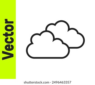 Icono de la nube de la línea negra aislado en el fondo blanco.  Vector