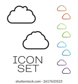 Black line Cloud icon isolated on white background. Set icons colorful. Vector