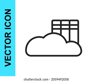 Black line Cloud or online library icon isolated on white background. Internet education or distance training.  Vector