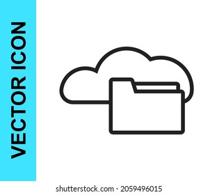 Black line Cloud or online library icon isolated on white background. Internet education or distance training.  Vector