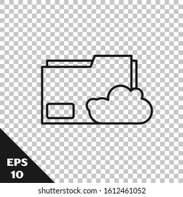 Black line Cloud storage text document folder icon isolated on transparent background.  Vector Illustration - Powered by Shutterstock - Get 15% off with code: PIKWIZARD15