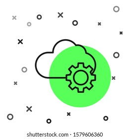 Black line Cloud technology data transfer and storage icon isolated on white background. Adjusting, service, setting, maintenance, repair, fixing.  Vector Illustration