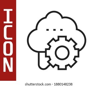 Black line Cloud technology data transfer and storage icon isolated on white background. Adjusting, service, setting, maintenance, repair, fixing.  Vector