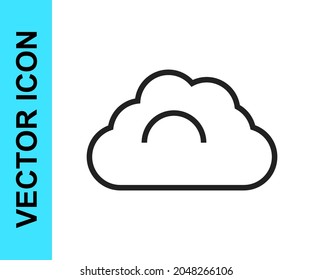 Línea negra Icono de clima nublado aislado en fondo blanco.  Vector