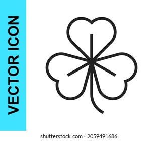 Black line Clover icon isolated on white background. Happy Saint Patrick day.  Vector
