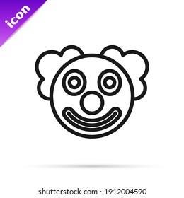 Black line Clown head icon isolated on white background.  Vector