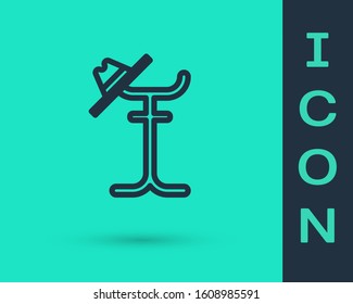 Black line Coat stand icon isolated on green background.  Vector Illustration