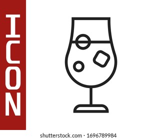 Black line Cocktail and alcohol drink icon isolated on white background.  Vector Illustration