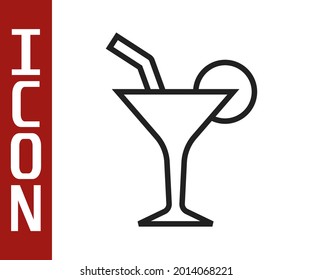 Black line Cocktail and alcohol drink icon isolated on white background.  Vector