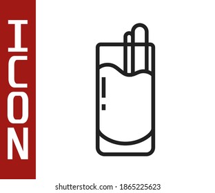 Black line Cocktail Bloody Mary icon isolated on white background.  Vector