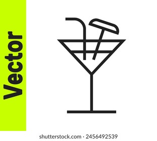 Black line Cocktail icon isolated on white background.  Vector Illustration