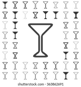 Black line cocktail logo icon design set