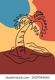 black line coconut tree vector abstrack