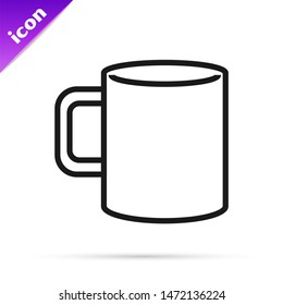 Black line Coffee cup flat icon isolated on white background. Tea cup. Hot drink coffee.  Vector Illustration