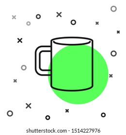 Black line Coffee cup flat icon isolated on white background. Tea cup. Hot drink coffee.  Vector Illustration